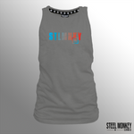 Ladies Muscle Tank - Grey - Blue & Red SM Ombre