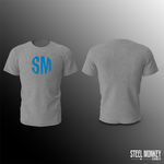 Mens T-Shirt - Grey - Blue - SM Grunge