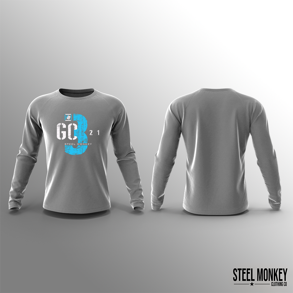 Unisex Long Sleeve - Grey - 3,2,1 Go - Blue