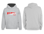 Ladies Classic Hoodie - Grey Fleece - Red & White