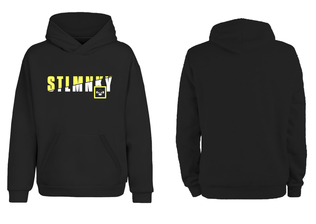 Mens Classic Hoodie - Black Fleece - Yellow & White