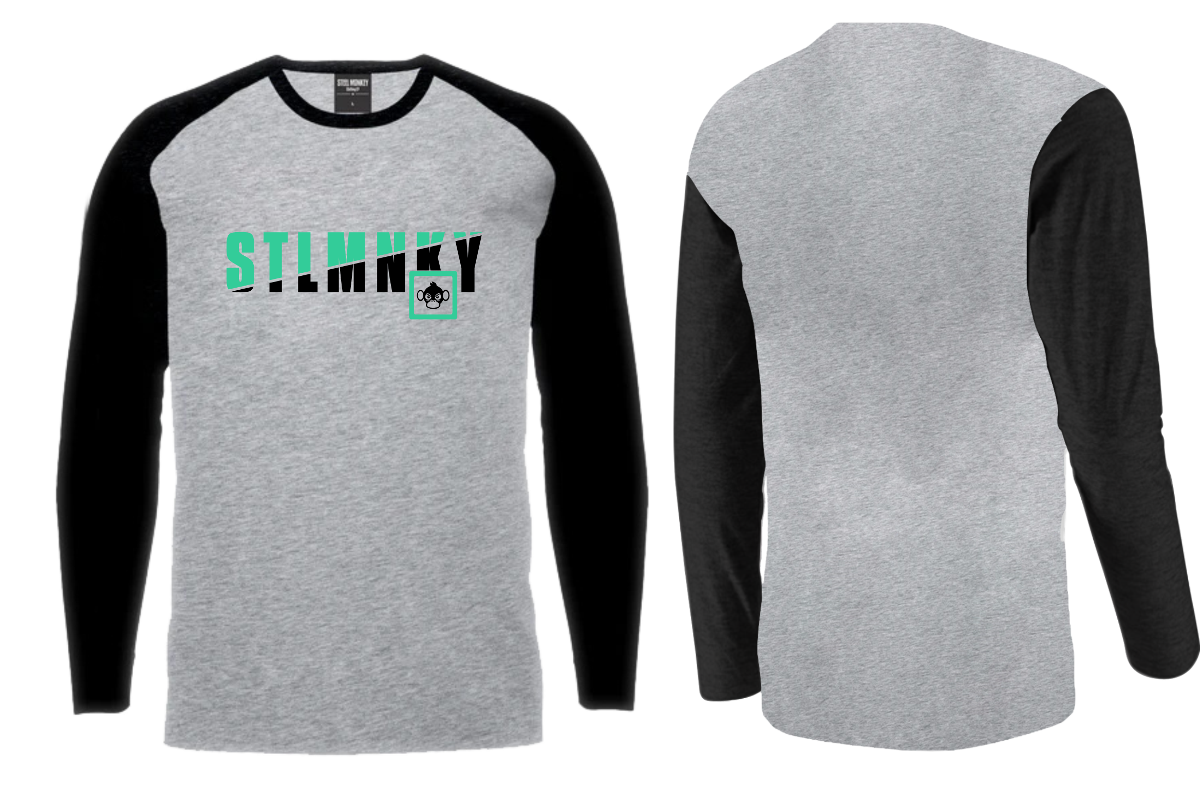 Unisex Classic Long Sleeve - Grey & Black - Turquoise & Black