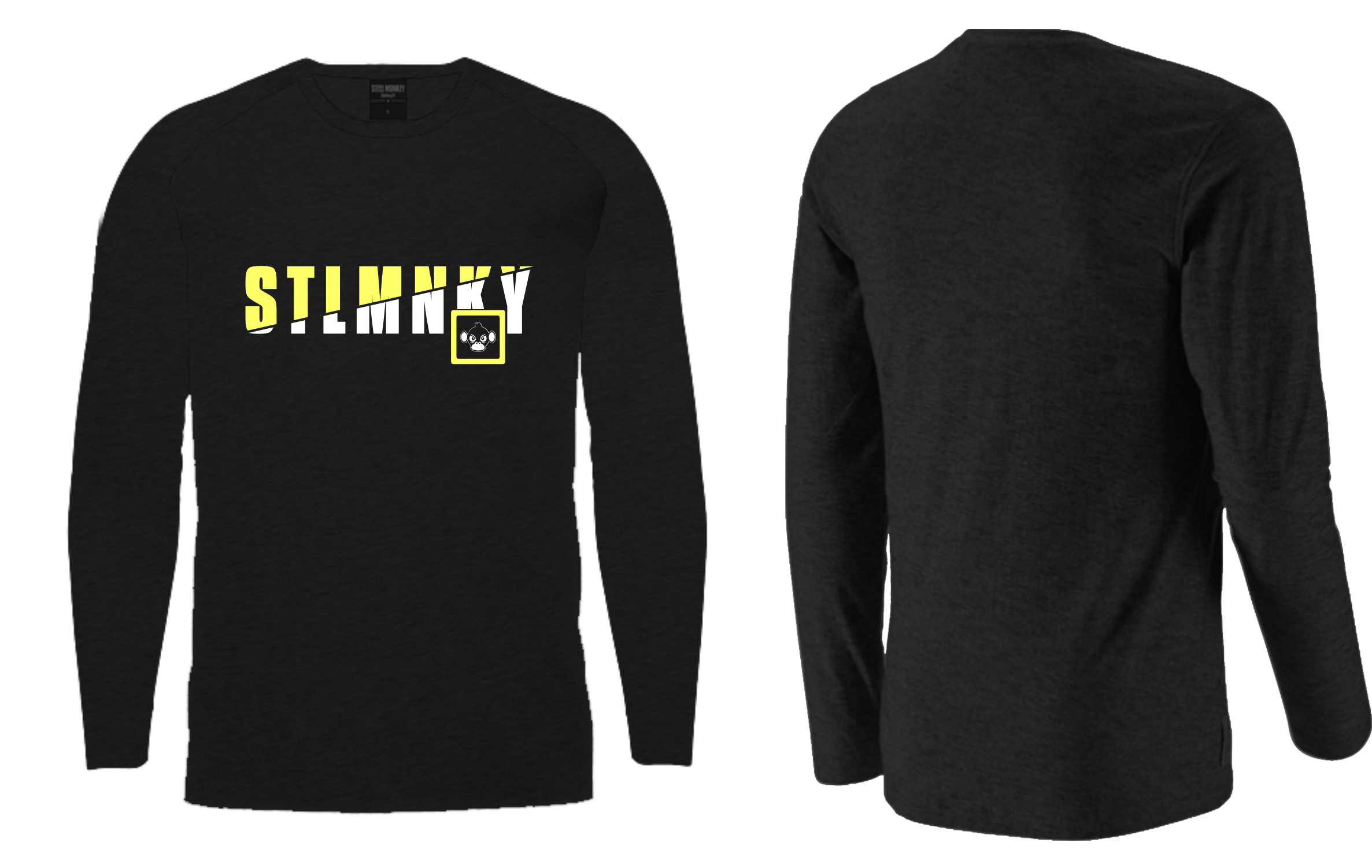 Unisex Classic Long Sleeve - Black Cotton - Yellow & White