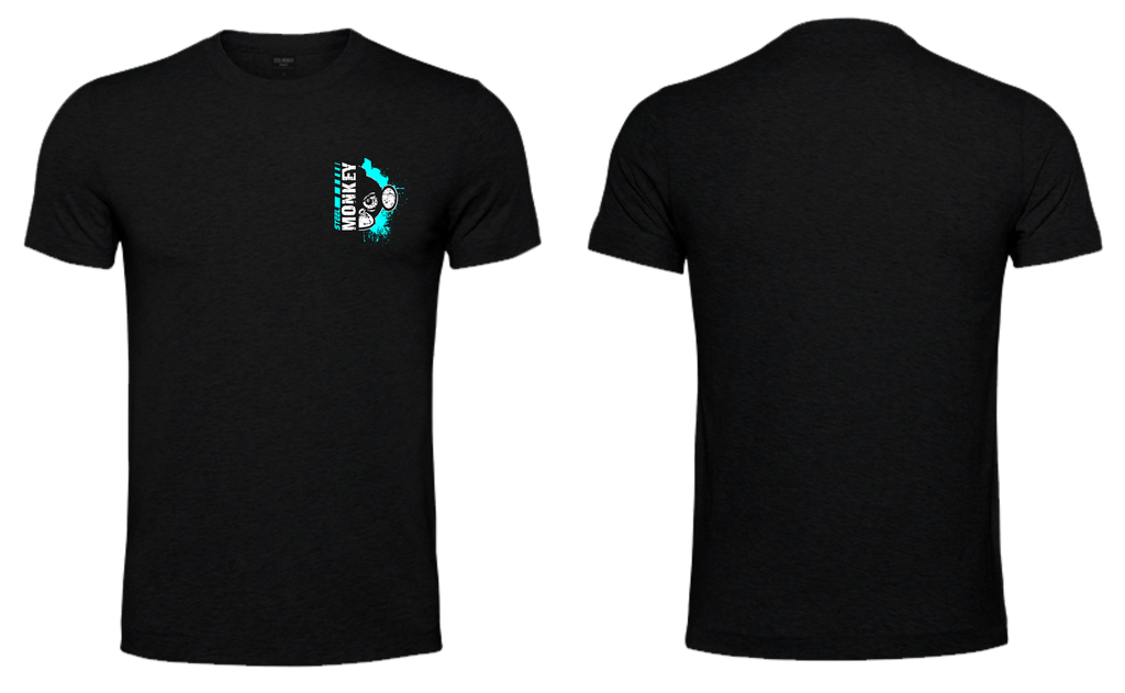 Ladies T-Shirt - Black - Fusion - Turquoise Blue & White