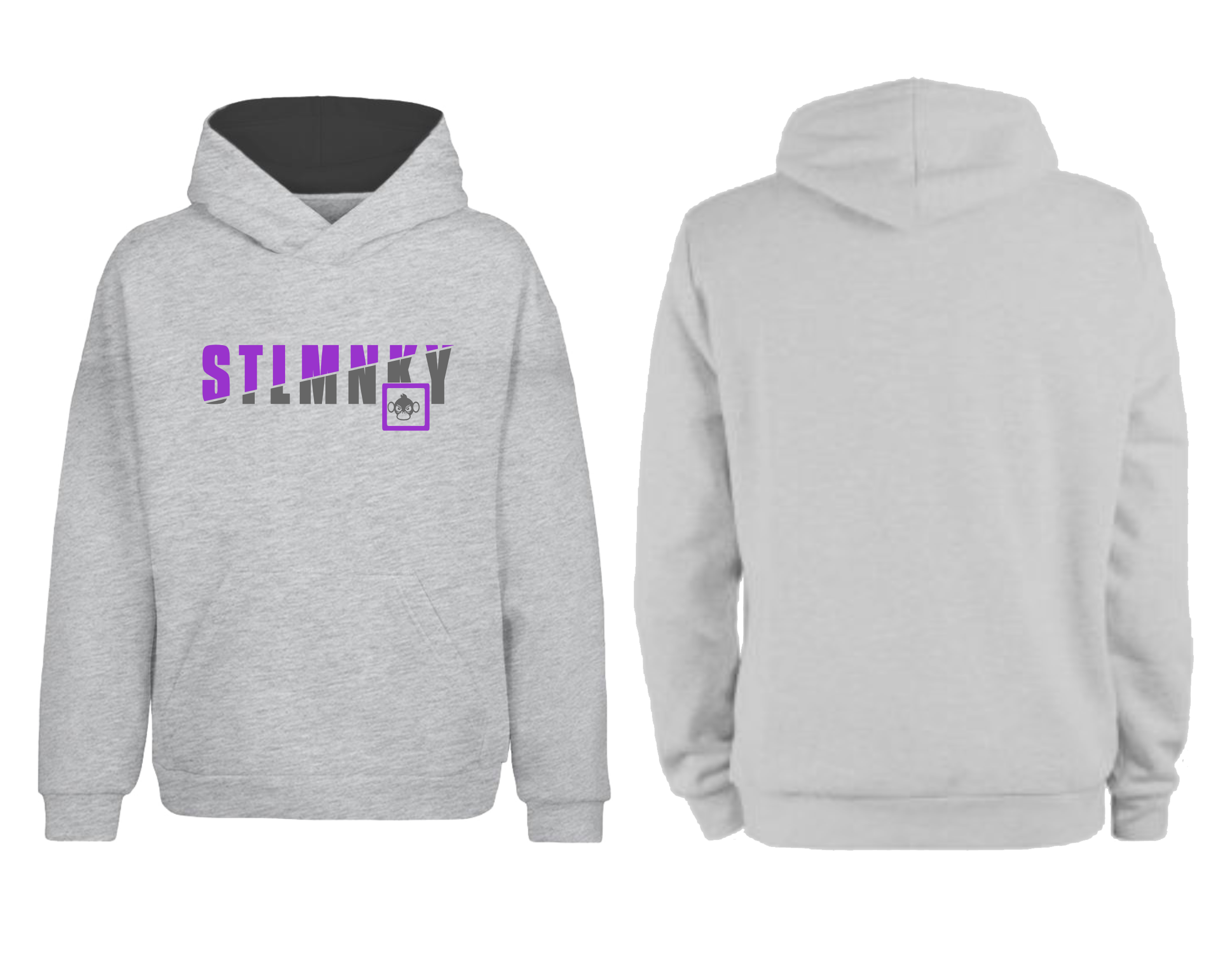 Ladies Classic Hoodie - Grey Fleece - Purple & Grey