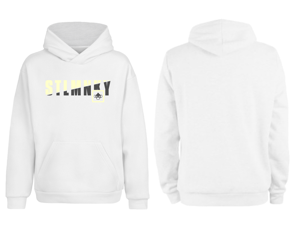 Ladies Classic Hoodie - White Fleece - Pale Yellow & Grey