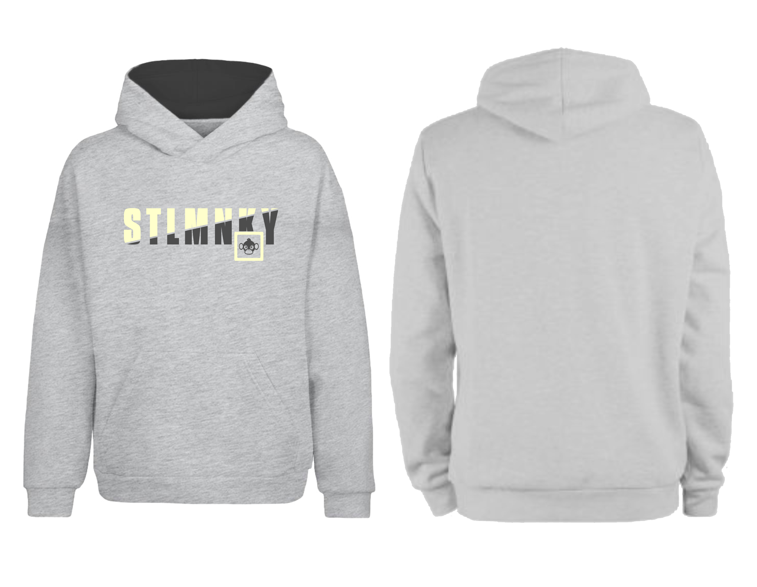 Ladies Classic Hoodie - Grey Fleece - Pale Yellow & Grey