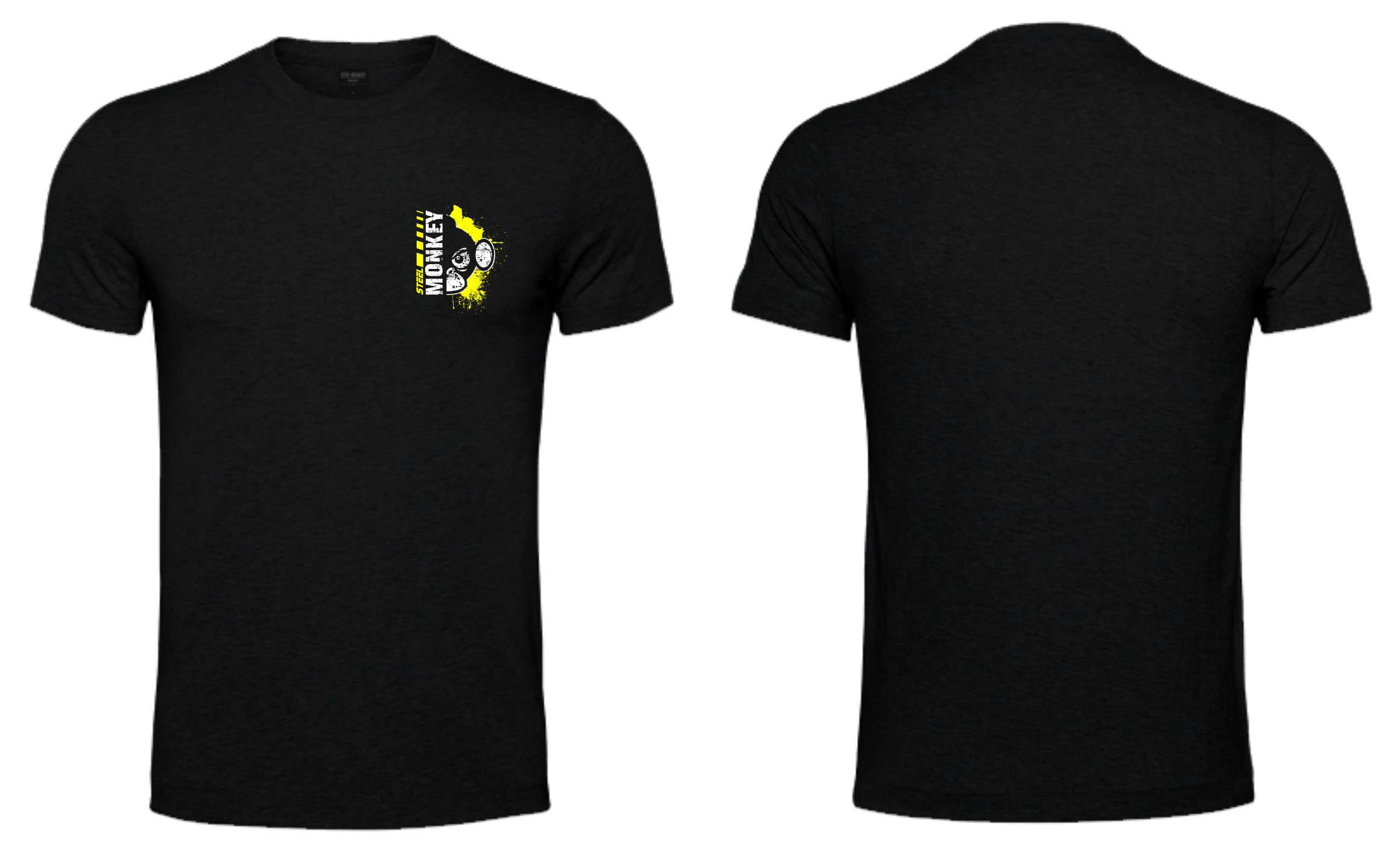 Fusion Mens T-Shirts - Black - Yellow & White - Pocket