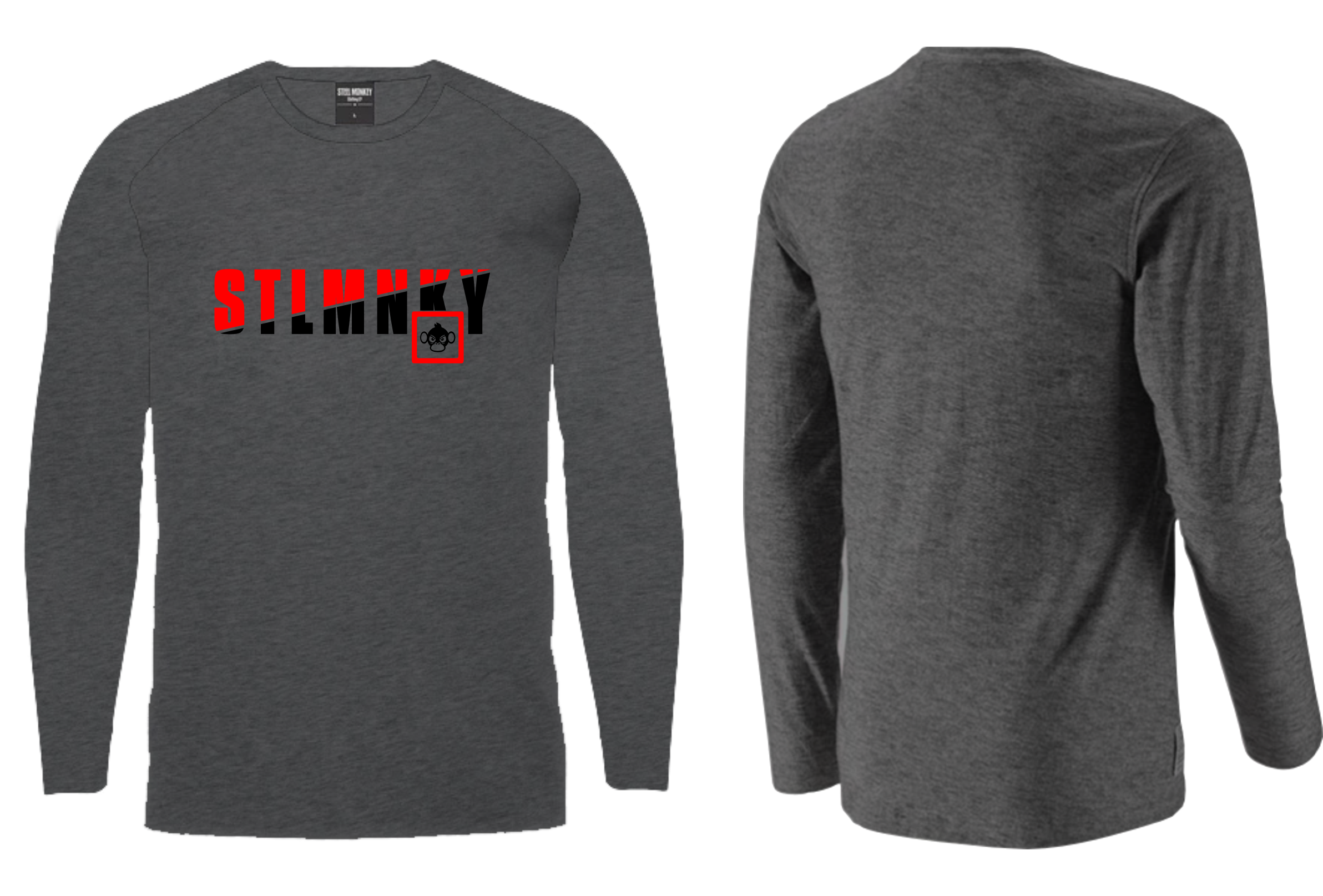 Unisex Classic Long Sleeve - Charcoal Melange - Black & Red