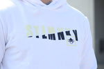 Mens Classic Hoodie - White Fleece - Pale Yellow & Black