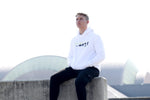 Mens Classic Hoodie - White Fleece - Pale Yellow & Black