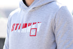 Mens Classic Hoodie - Grey Fleece - Red & White