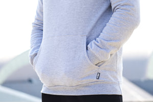 Mens Classic Hoodie - Grey Fleece - Red & White