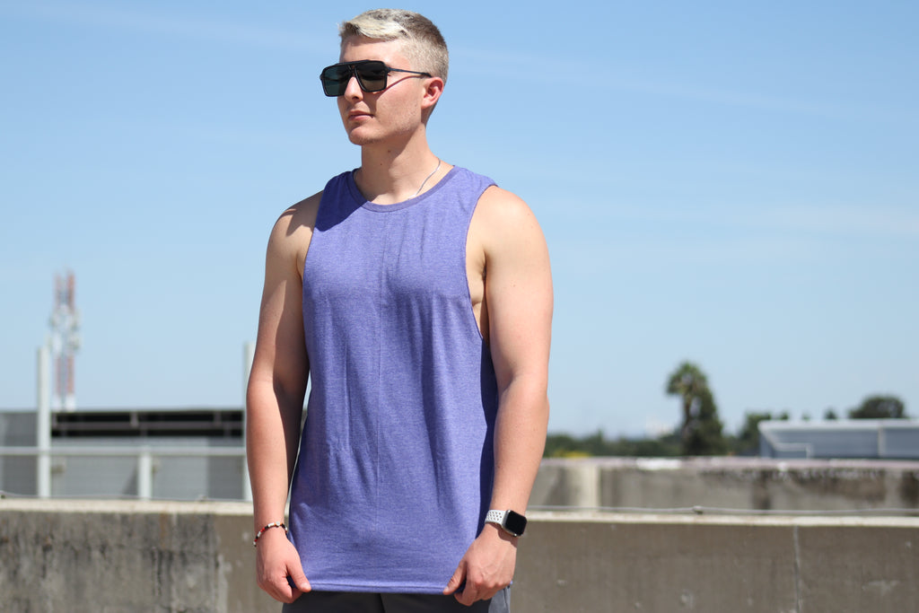 Mens Muscle Tank -  Blank - Indigo Melange