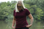 Ladies T-Shirt - Blank -  Burgundy Spandex