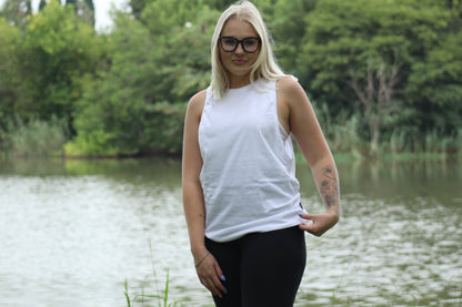 Ladies Muscle Tank - Blank - White Cotton