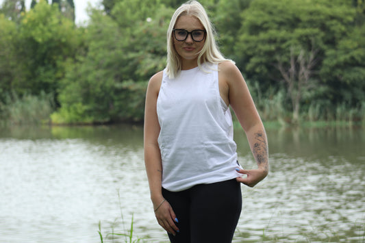 Ladies Muscle Tank - Blank - White Cotton