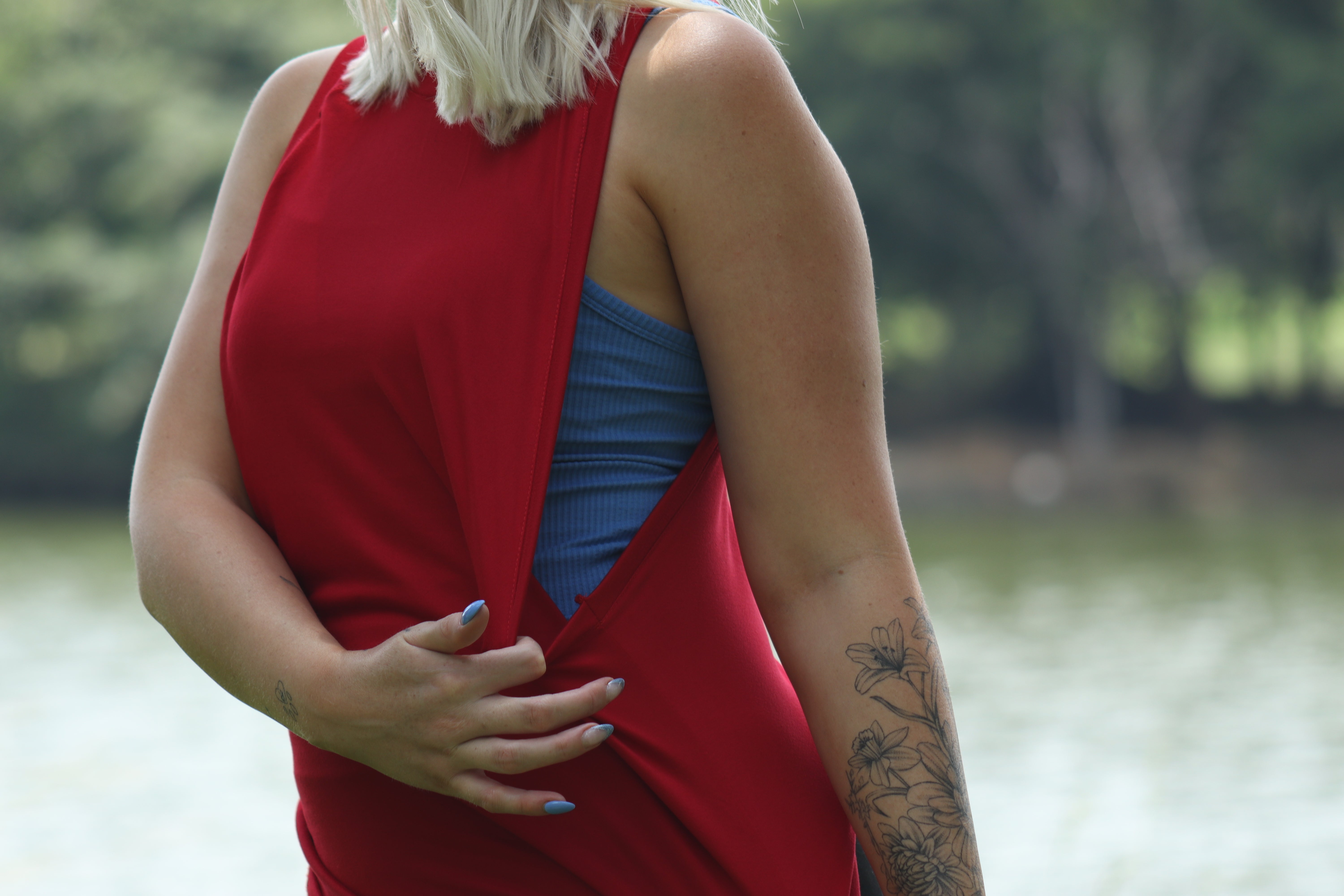 Ladies Muscle Tank - Blank - Red Spandex