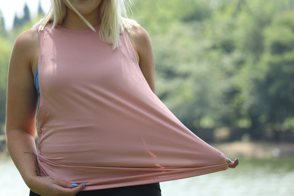 Ladies Muscle Tank - Blank - Dusty Pink Spandex