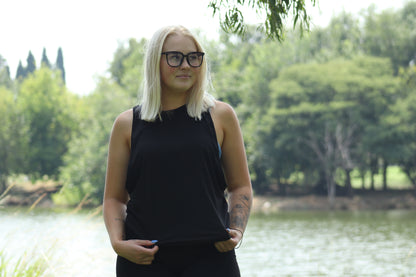 Ladies Muscle Tank - Blank - Black Spandex