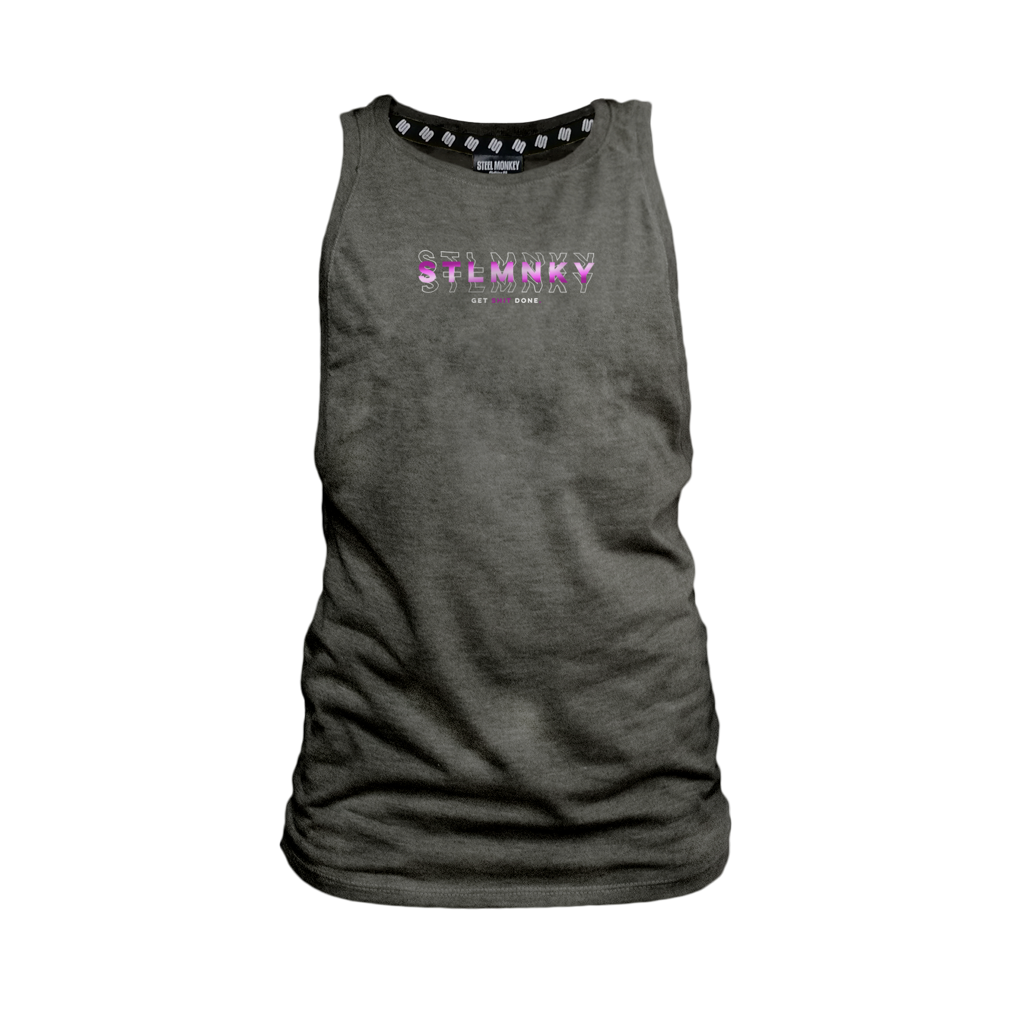 Ladies Muscle Tank - Charcoal - 3D Design - Purple