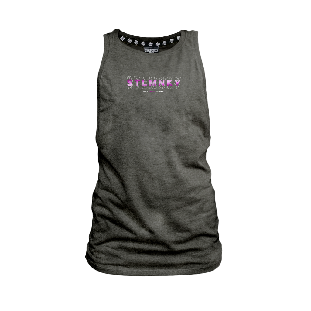 Ladies Muscle Tank - Charcoal - 3D Design - Purple