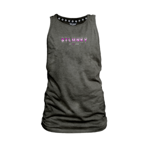 Ladies Muscle Tank - Charcoal - 3D Design - Purple