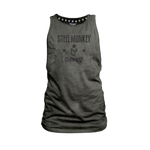 Ladies Muscle Tank - Charcoal - Chevron Grunge - Black