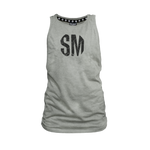 Ladies Muscle Tank - Grey - SM Grunge - Black