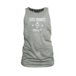 Ladies Muscle Tank - Grey - Chevron Grunge  - White