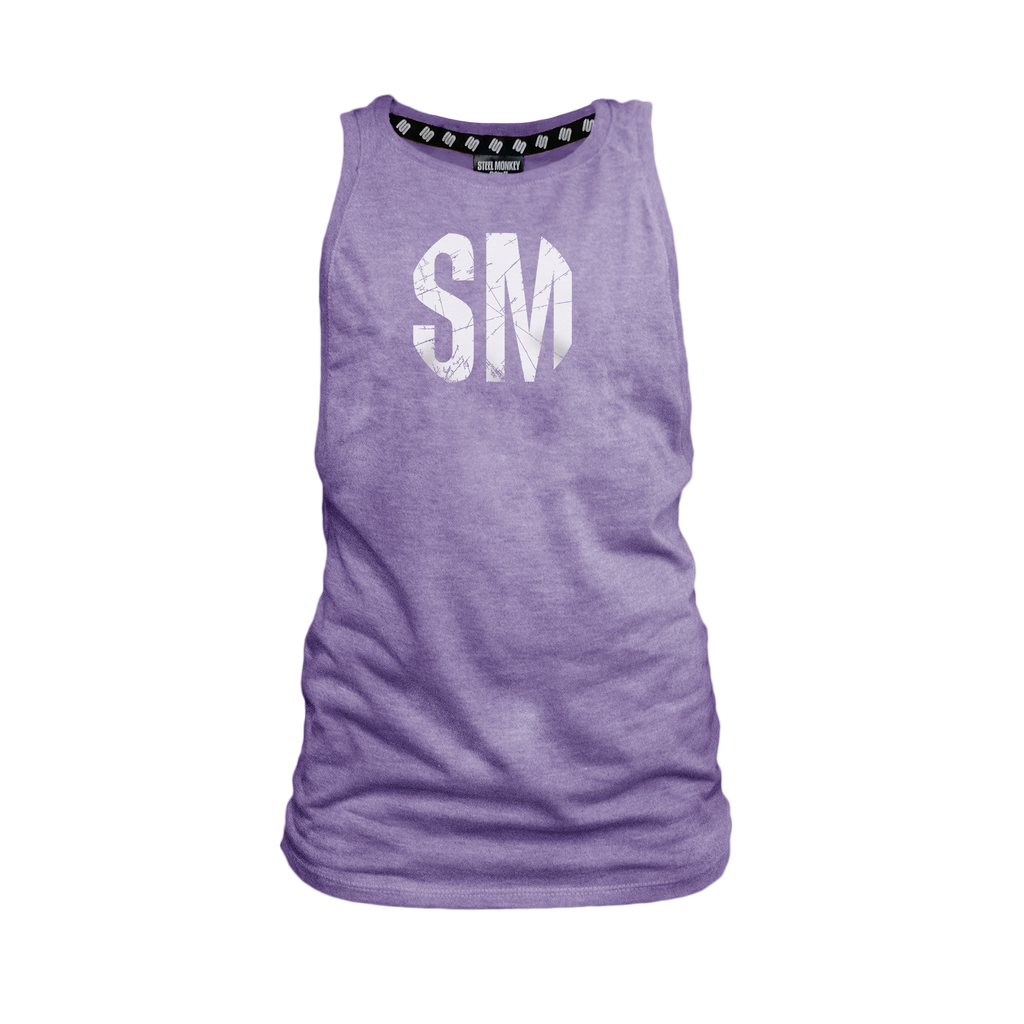 Ladies Muscle Tank - Indigo - SM Grunge - White