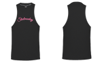 Ladies Muscle Tank - Black - Cursive - Pink