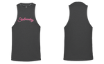 Ladies Muscle Tank - Charcoal - Cursive - Pink