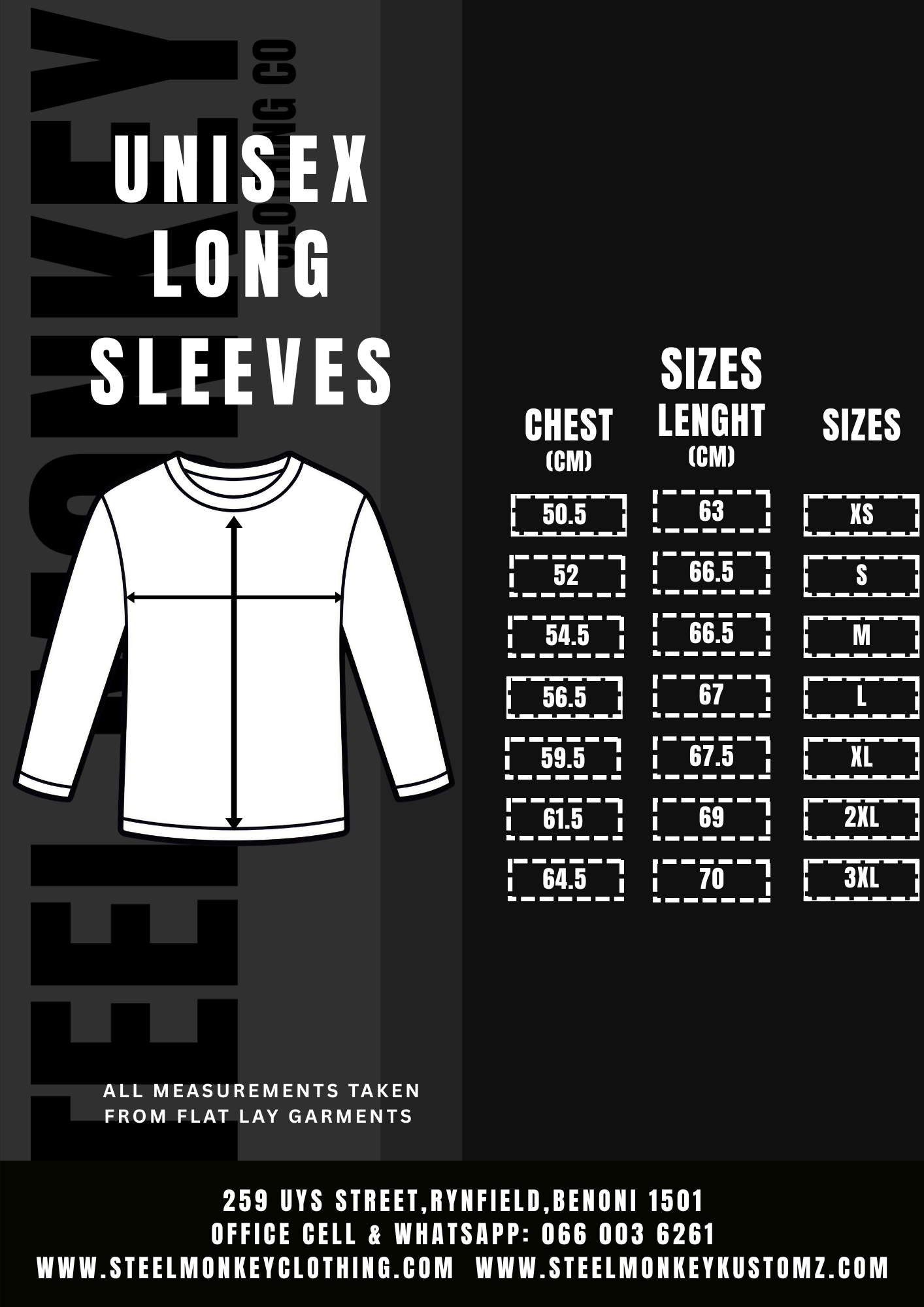 Steel Monkey - Unisex Long Sleeve Staple (Black Cotton)