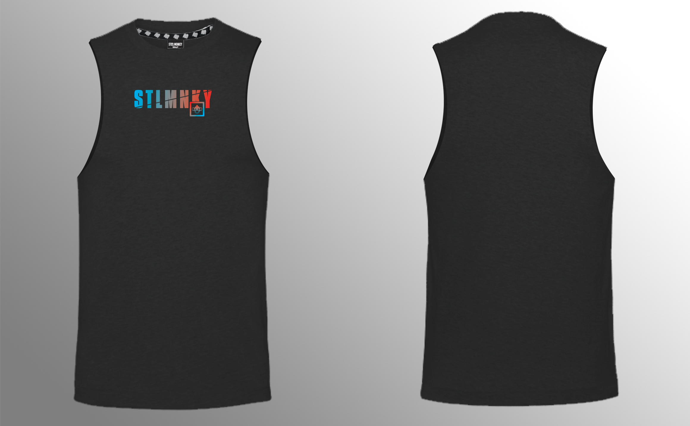 Mens Muscle Tank - Blue & Red Ombre - Black