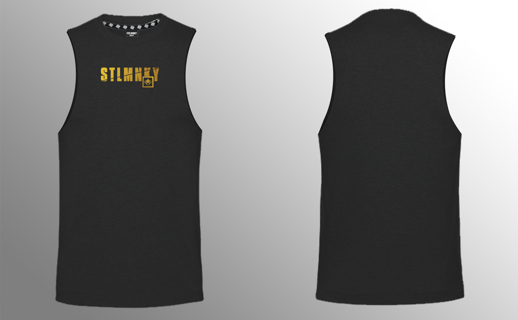 Mens Muscle Tank - Gold Ombre - Black