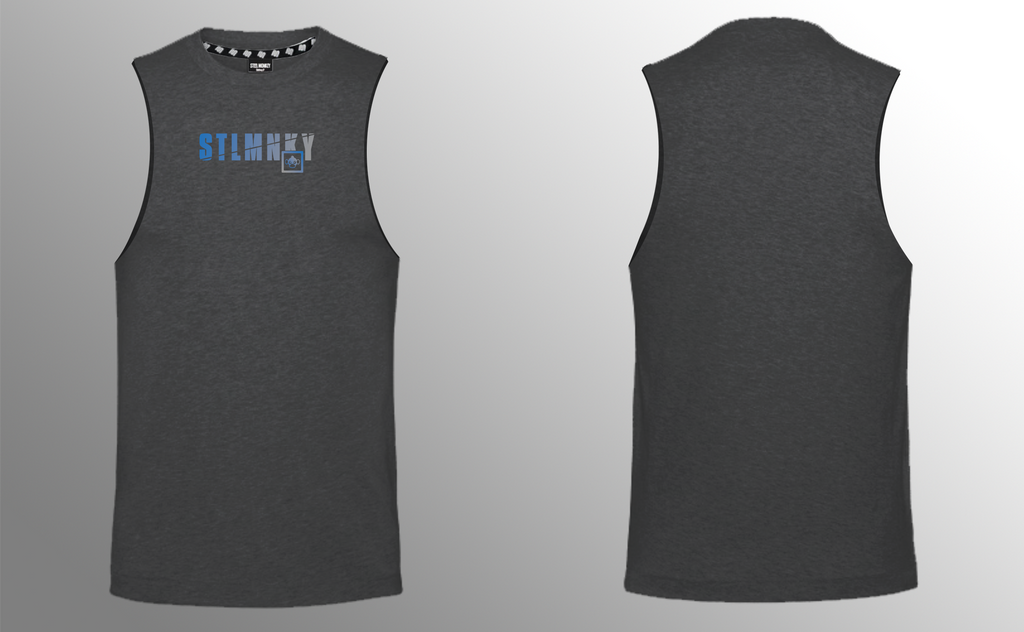 Mens Muscle Tank - Blue & Grey Ombre - Charcoal