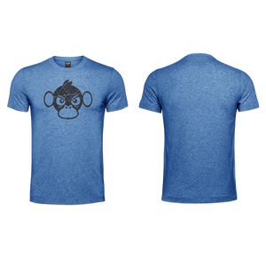 Mens T-Shirt - Blue - Melange - Big Black Monkey - Grunge