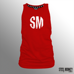 Ladies Muscle Tank - Red - Black SM - Grunge - White