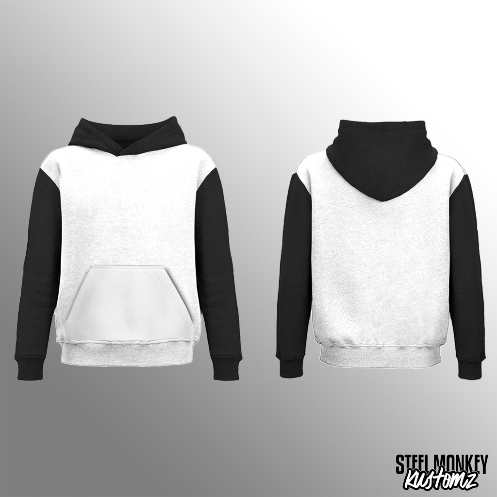 Mens Blank Hoodie - White & Black Fleece