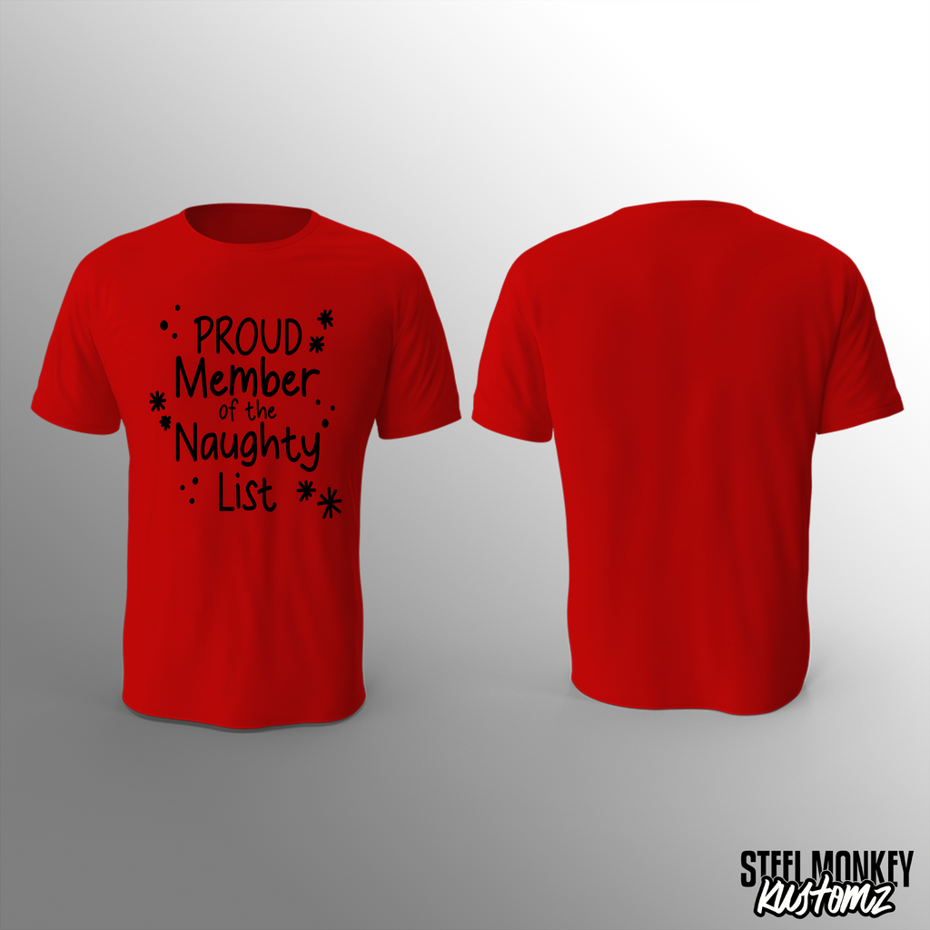 SM Christmas - T-Shirt - Red - Naughty List - Black