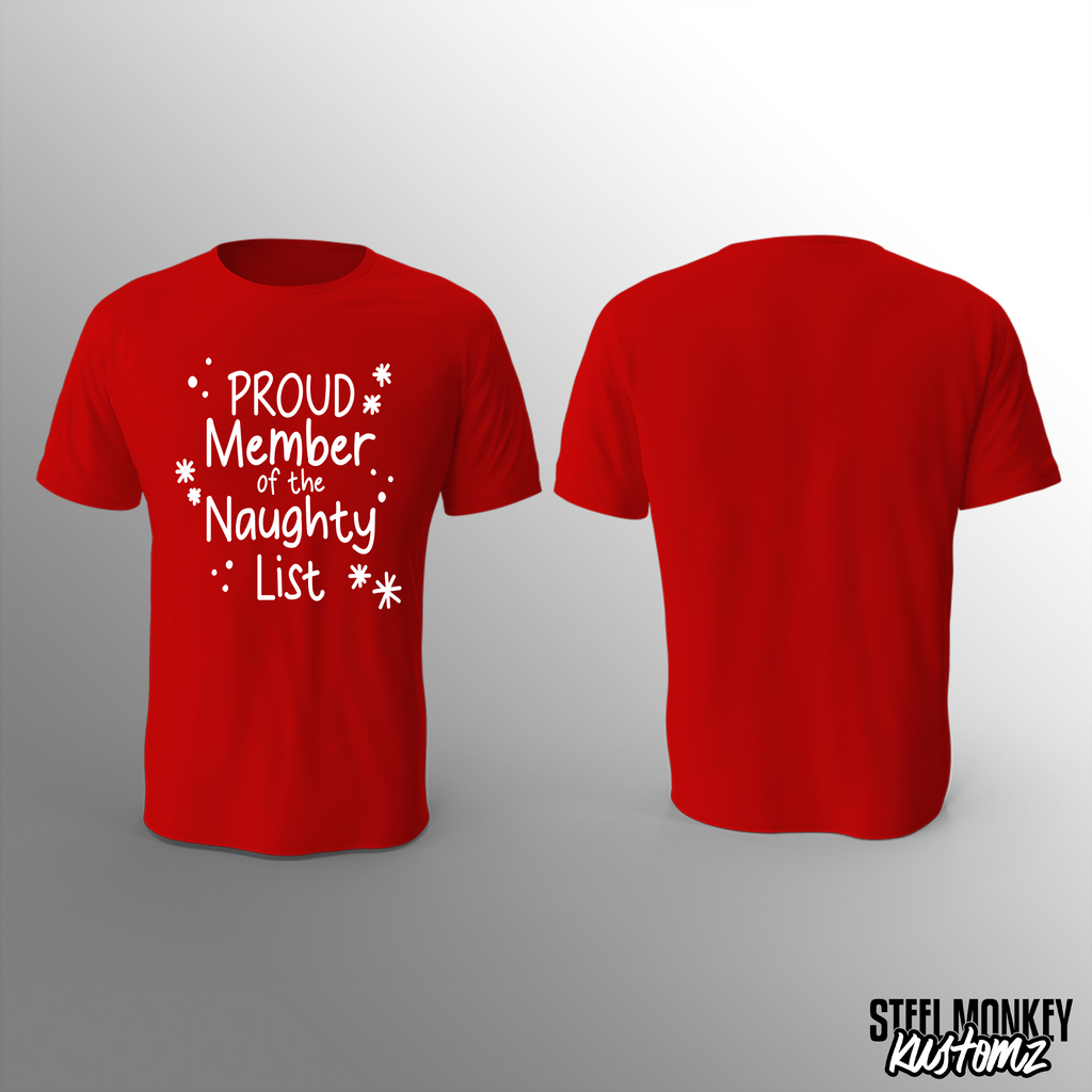 SM Christmas - T-Shirt - Red - Naughty List - White