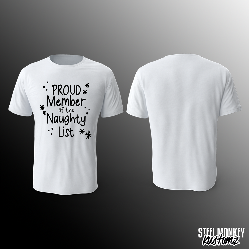 SM Christmas - T-Shirt - White - Naughty List - Black