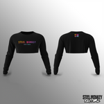 Unisex Long Sleeve - Crop - Black - Cursive Rainbow