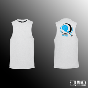 Mens Muscle Tanks - White - Blue & White