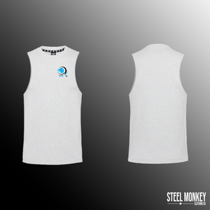 Mens Muscle Tanks - White - Blue & White