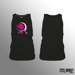 Ladies Muscle Tanks - Black - Pink & White