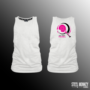 Ladies Muscle Tanks - White - Pink & Black