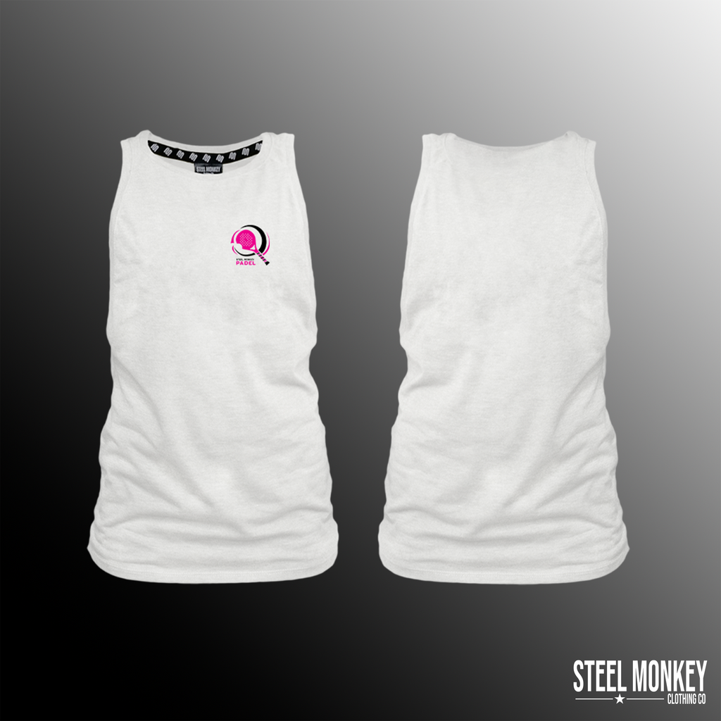 Ladies Muscle Tanks - White - Pink & Black