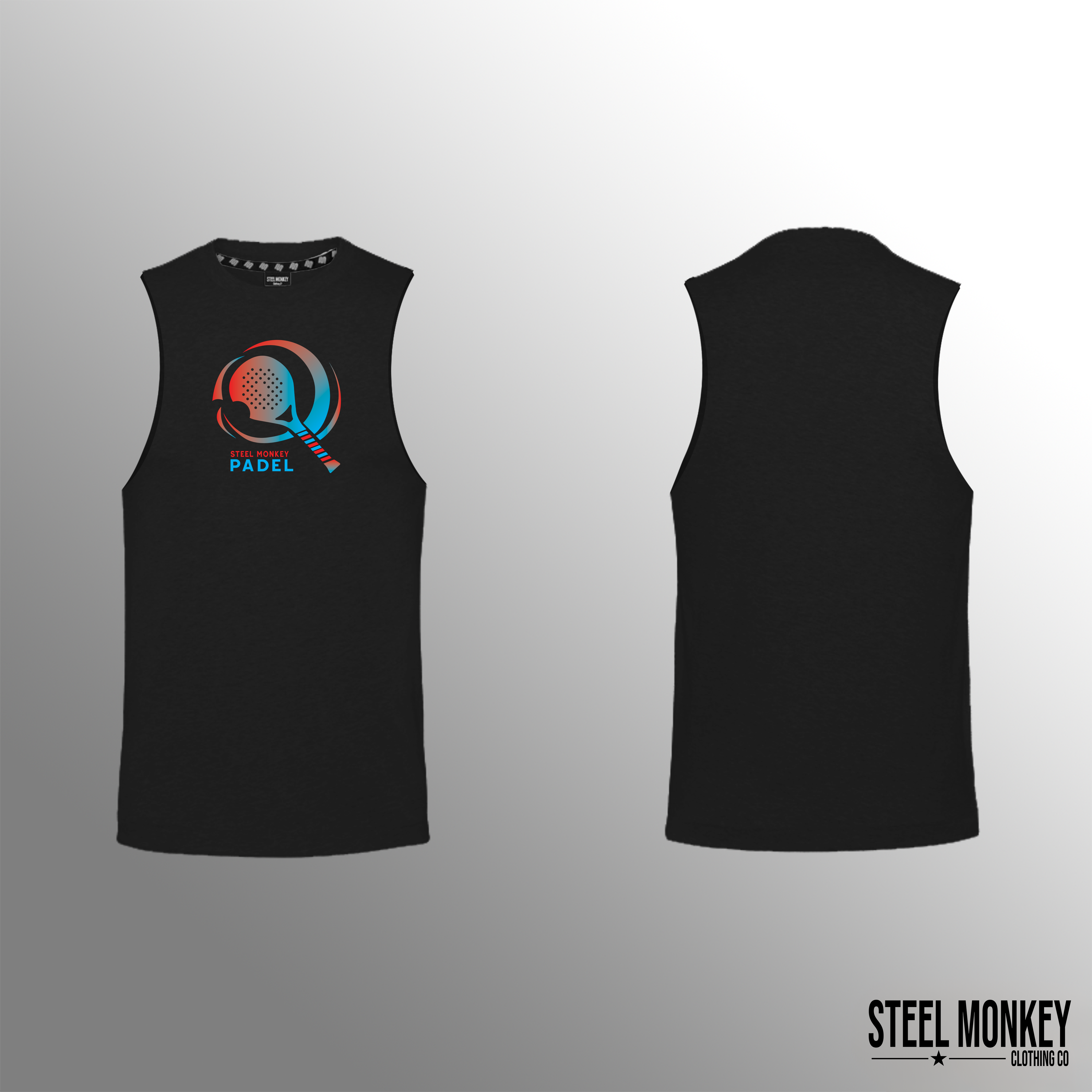 Mens Muscle Tanks - Black - Red & Blue